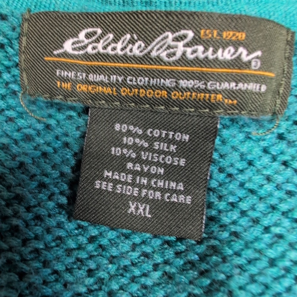 Eddie Bauer Sweater Womens XXL Green Cardigan Silk Blend Button Up Preppy Comfy - Picture 6 of 9